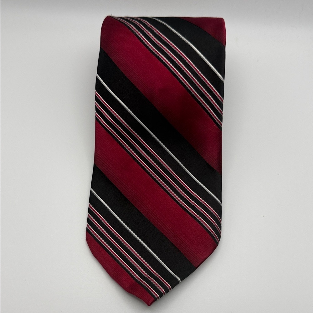 Pierre Cardin Burgundy and Black Diagonal Stripe Tie,All Silk, Made in the USA